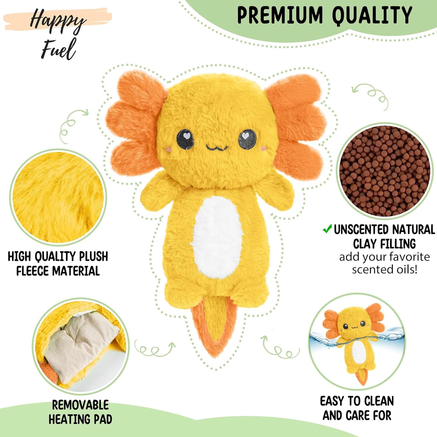 Axolotl Microwavable 1.5Lbs Unscented Heating Pad for Women and Kids- Cute Soft Cozy Pillow Plush Heatable Warm Stuffed Animals- Kawaii Hot and Cold Plushie- Axolotl Gifts for Girls & Boys