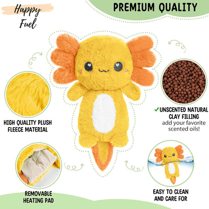 Axolotl Microwavable 1.5Lbs Unscented Heating Pad for Women and Kids- Cute Soft Cozy Pillow Plush Heatable Warm Stuffed Animals- Kawaii Hot and Cold Plushie- Axolotl Gifts for Girls & Boys