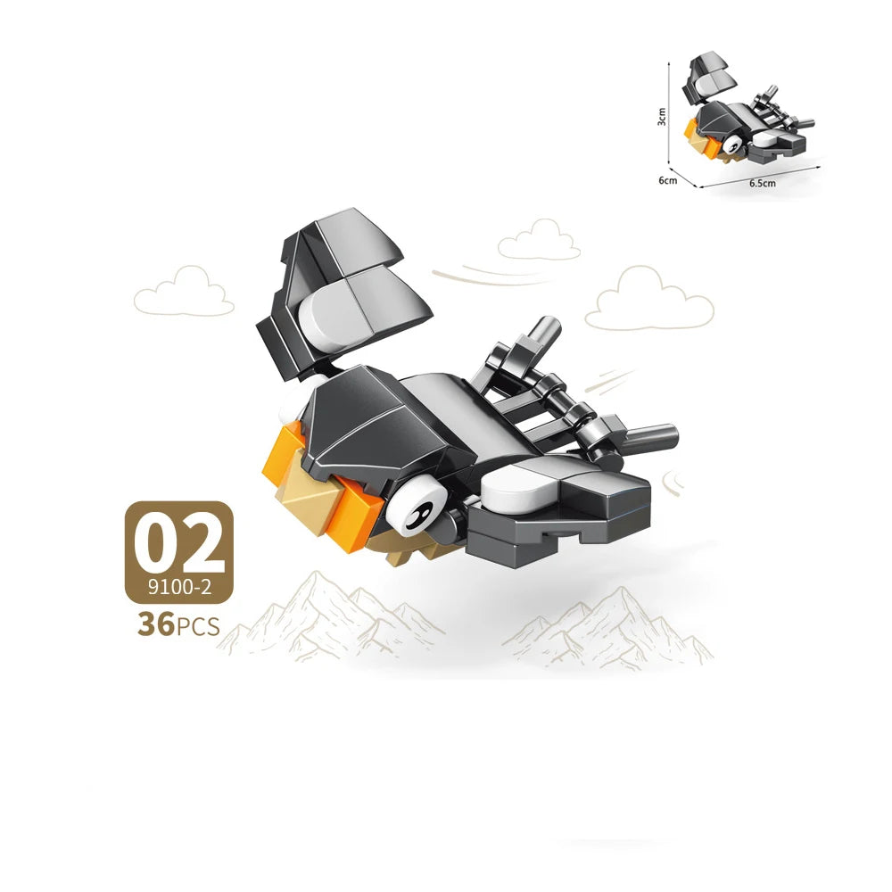 MOC City Creative Building Blocks Accessories Zoo Rhino Lion Kangaroo Wolf Fox Frog Bee Crow Peacock Mini Brick Toy Gifts X021