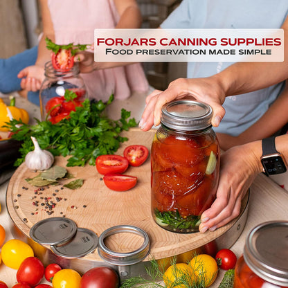 - Wide Mouth Canning Lids, 100-Pack – Create Airtight Seals on Mason Jars to Preserve Food for Meal Prep & Emergency Food Storage – 3.4 In. Metal Lids with Silicone Seals – Canning Supplies