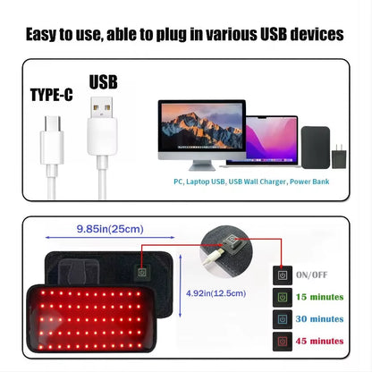NEW 72 Leds Red Light Belt 660Nm&850Nm Infrared Light Therapy Pad for Body Fatigue Deep Therapy for Back Knee Hands Feet Relief