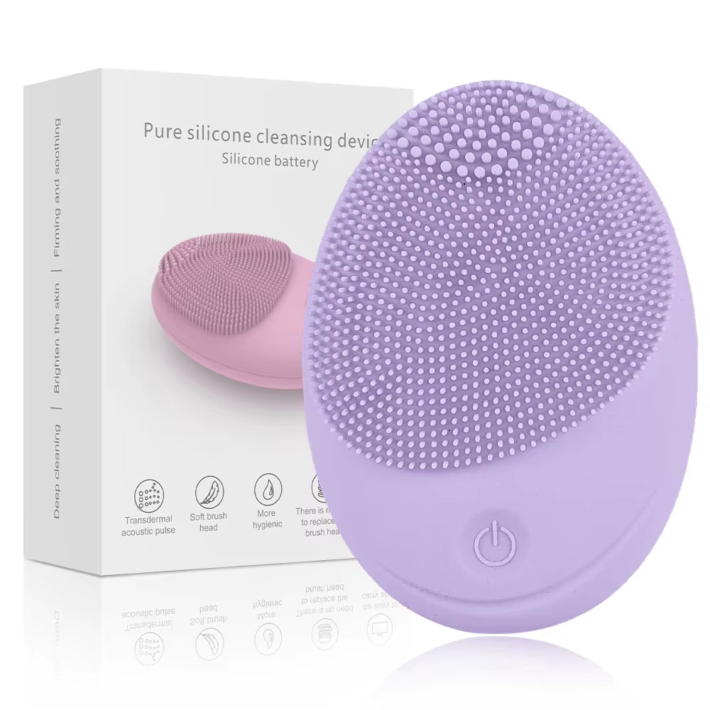 Facial Cleanser Sonic Vibration Cleaner - Electric Silicone Face Brush Skin Massager  Deep Hole Face Brush Machine