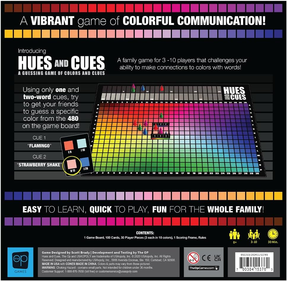 HUES and CUES Color Guessing Board Game Family Party Challenging Game  
