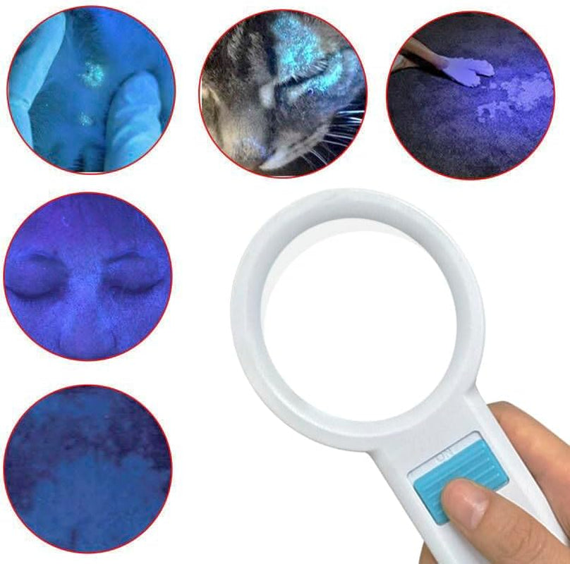 Cordless Wood'S Lamp Ringworm Detection Light-Skin Testing-Esthetician-Veterinaria-5X Magnifying Wood Lamp Black Light-16 Led-Battery Powered