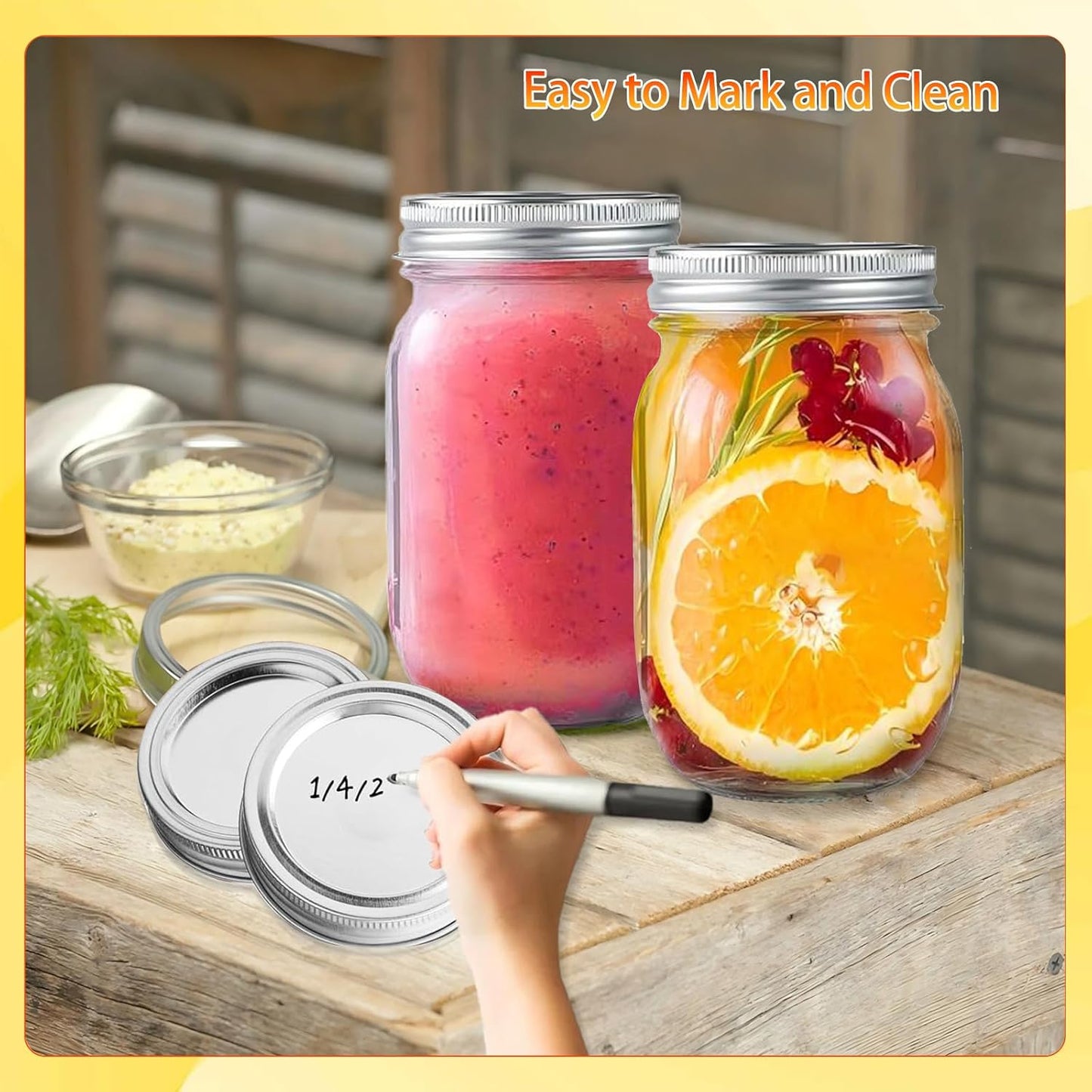 50 Pcs Mason Jar Lids and 10 Rings Set, 70MM Regular Mouth Canning Jars Lid with Silicone Seals, Pop Can Lids for Canning Supplies, Leakproof Split Type Mason Jar Lid, Ball Cans, Food Storage