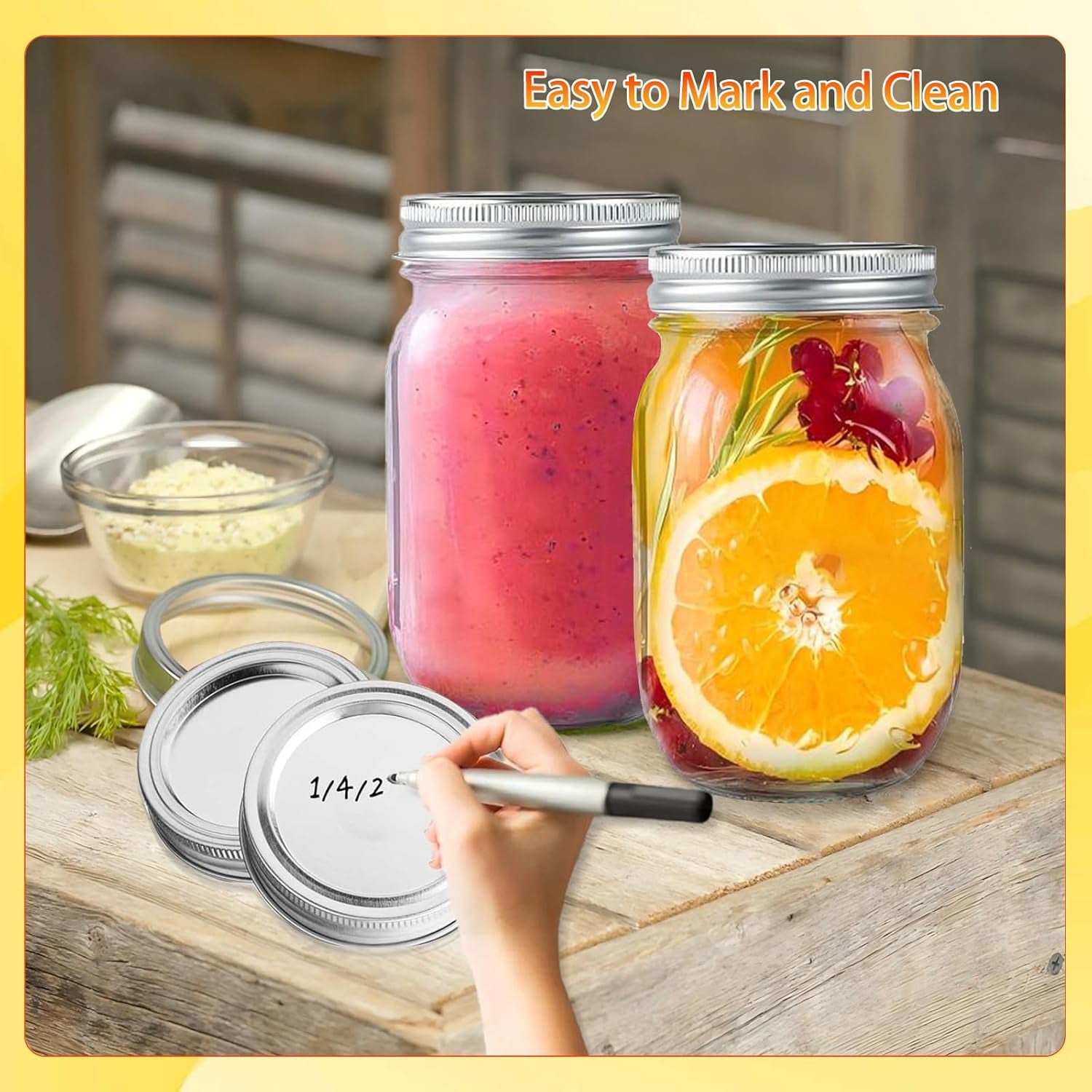 50 Pcs Mason Jar Lids and 10 Rings Set, 70MM Regular Mouth Canning Jars Lid with Silicone Seals, Pop Can Lids for Canning Supplies, Leakproof Split Type Mason Jar Lid, Ball Cans, Food Storage