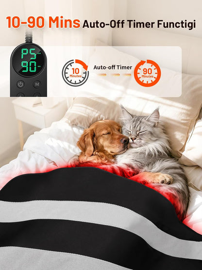 43'' X 26'' Red Light Therapy Mat for Body, 580 Leds near Infrared Light Therapy Pad Adjustable 10-90 Min Timer, 660Nm & 850Nm Home Red Light Therapy for Back Belly Knee, 60W with Glasses
