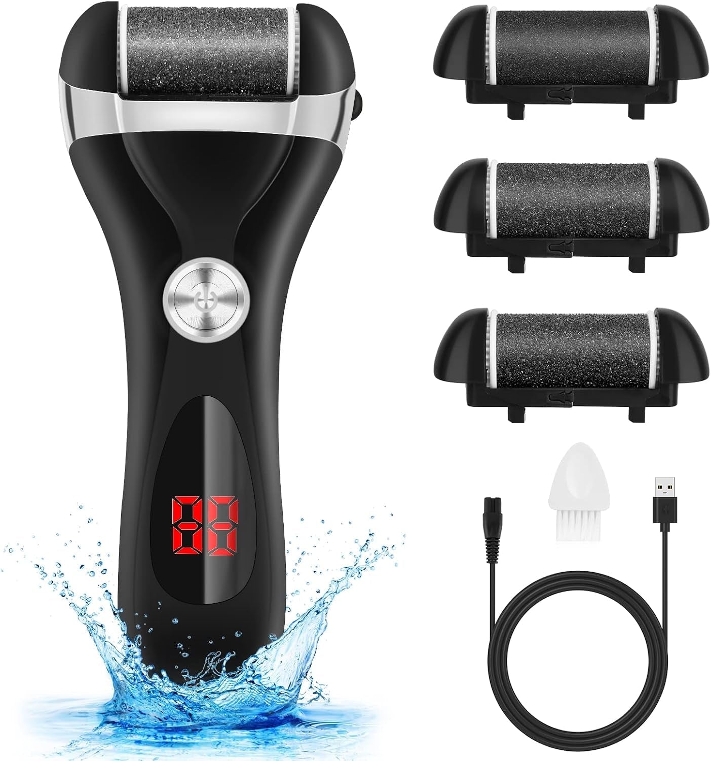 Rechargeable Callous Removers 3 Grinding Heads- Electric Foot Callus Remover Kit, Portable Waterproof Foot File, Pedicure Tools Feet Care, Hard Cracked Dry Skin