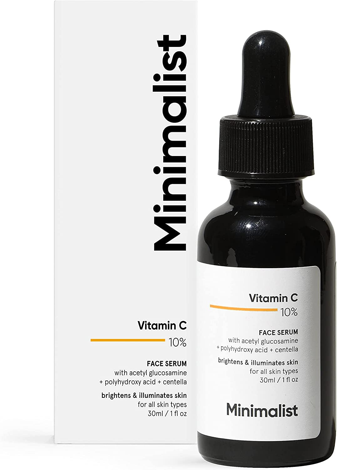 10% Vitamin C Serum for Skin Brightening - Stable Formula with Pure Ethyl Ascorbic Acid & Acetyl Glucosamine -1 Fl Oz / 30ml
