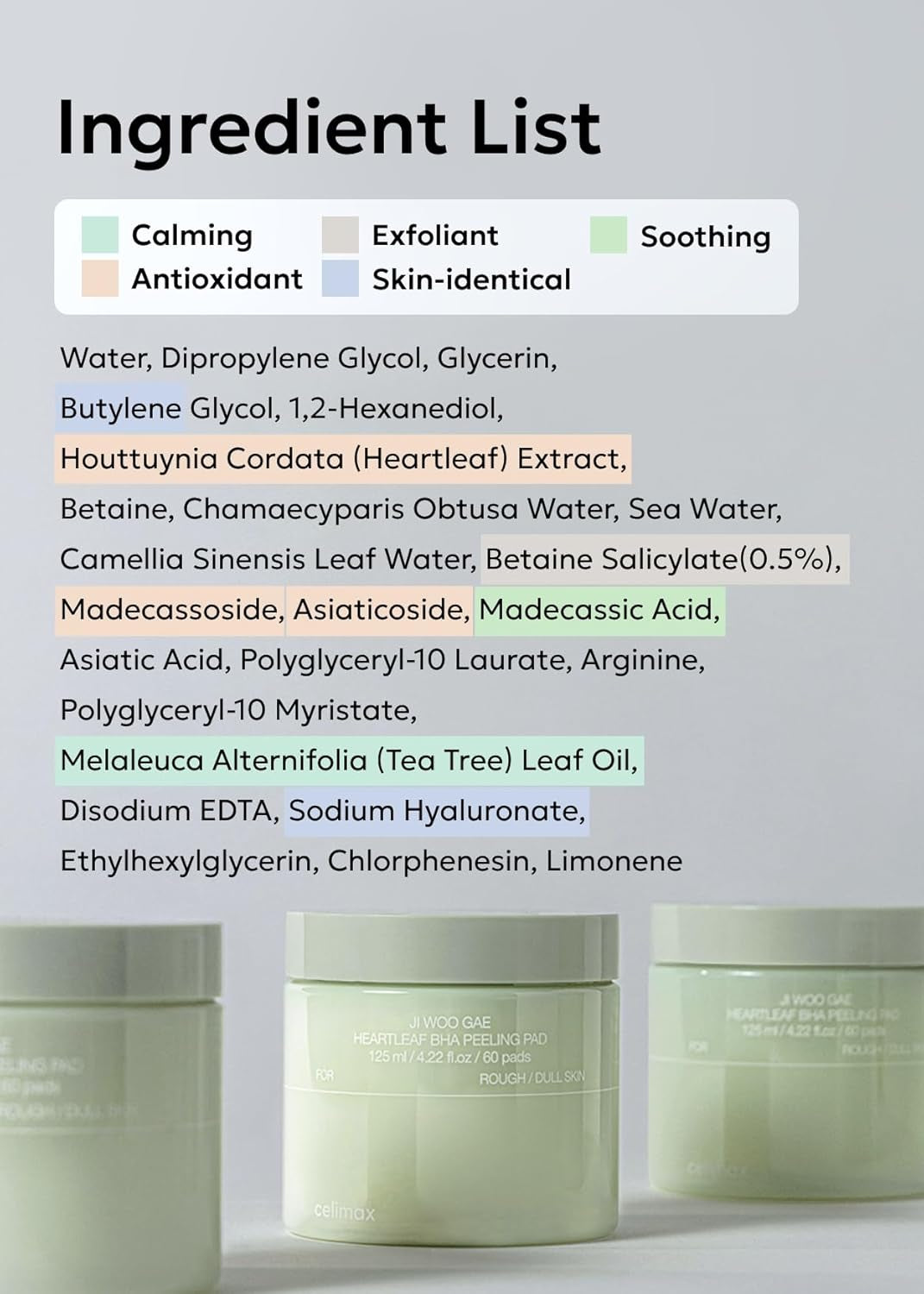 Ji.Woo.Gae Heartleaf BHA Peeling Pad | Pore Care, Exfoliating Double-Side Toner Pads, Facial Peels, Hydrating, Tea Tree, for Acne Prone & Breakouts, Christmas Gift, Stocking Stuffers (60Pads)
