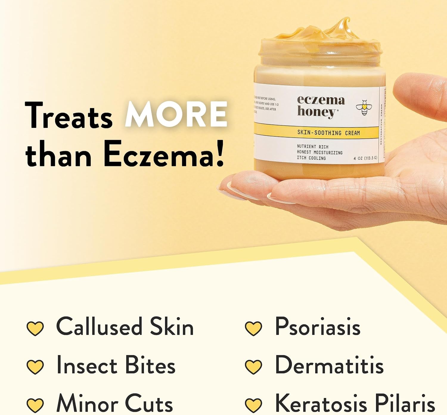 Original Skin-Soothing Cream - Organic Hand & Body Eczema Relief - Natural Honey Lotion for Dry, Itchy, & Irritable Skin (4 Oz)