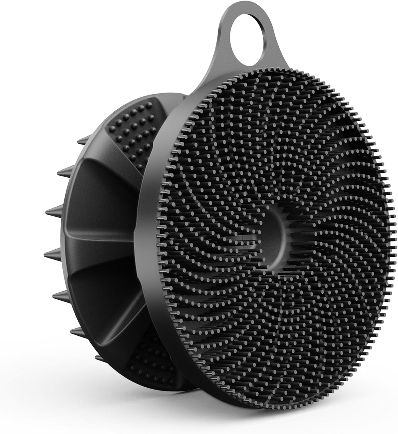 Silicone Body Scrubber Shower Bath Wash Brush Gentle Exfoliating Scrub Cleansing Loofah for Women Men Baby Sensitive Skin, Easy to Clean, Lather Nicely, More Hygienic, 1 Pack, Black