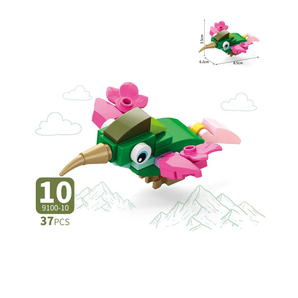 MOC City Creative Building Blocks Accessories Zoo Rhino Lion Kangaroo Wolf Fox Frog Bee Crow Peacock Mini Brick Toy Gifts X021