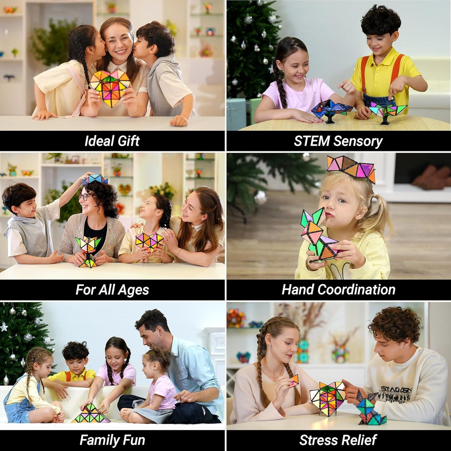 Magnet Pyramid Stone Puzzle 243 Magnets 14pcs STEM Creative Toy
