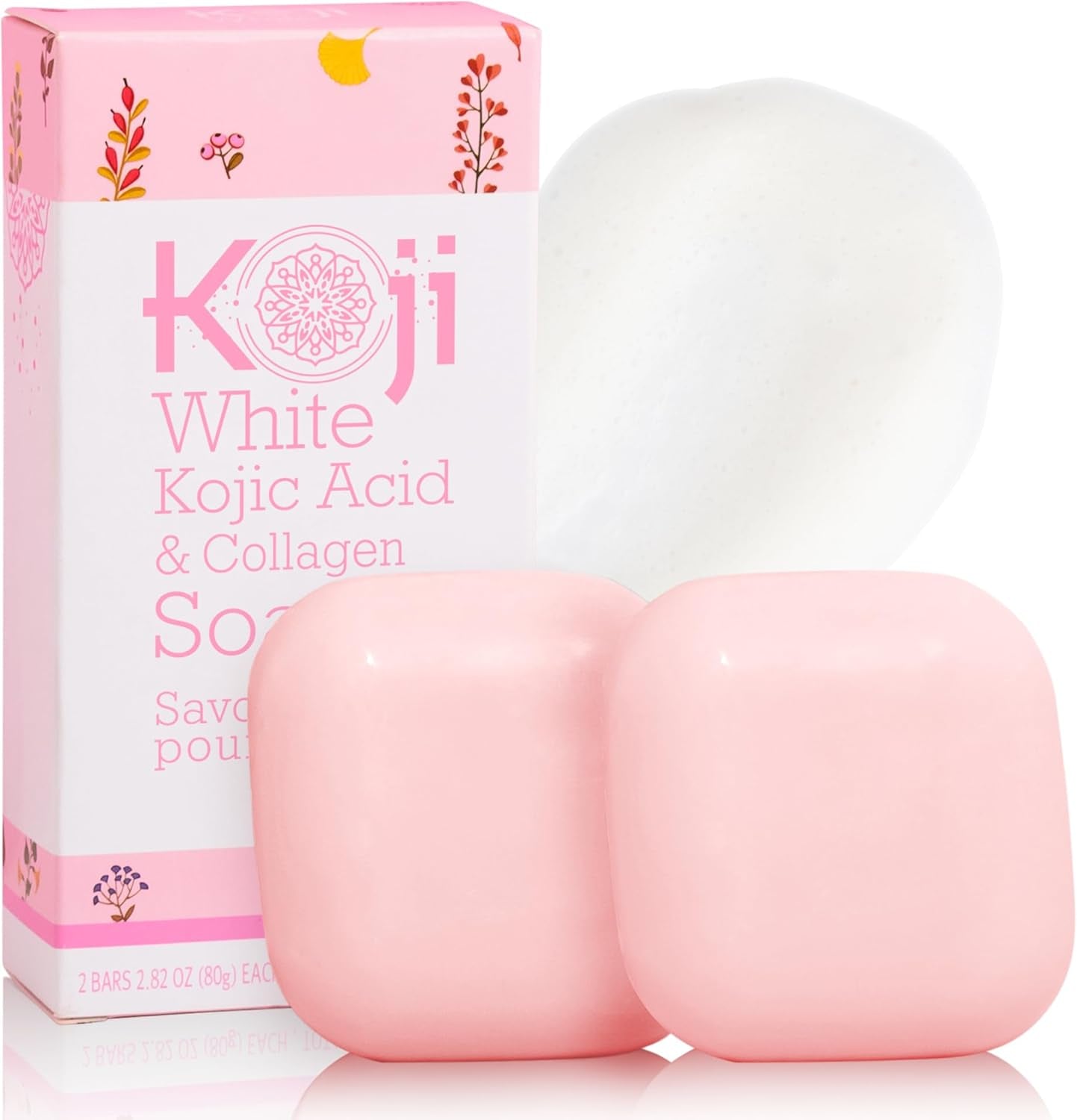 Kojic Acid & Collagen Soap, Cleansing Bar for Face and Body, Vegan Soap, 80G (2 Bars)