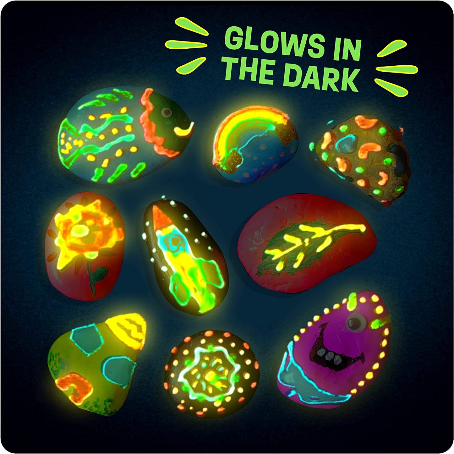 Kids Glow in the Dark Rock Painting Kit Arts & Crafts Toys Ages 4–12