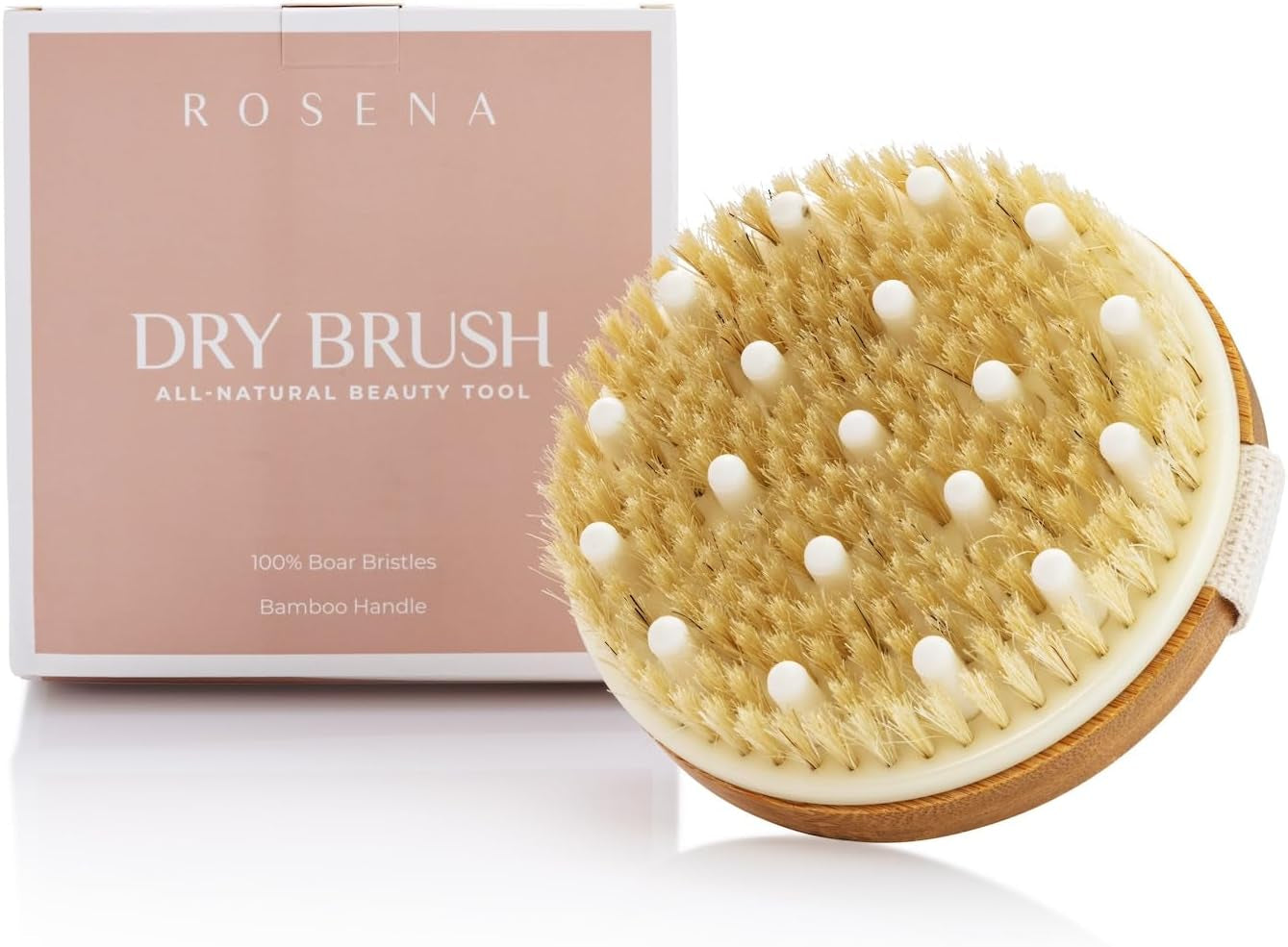 Dry Brushing Body Brush for Exfoliation, Lymphatic Drainage, and Cellulite Treatment - Organic Natural Boar Bristles
