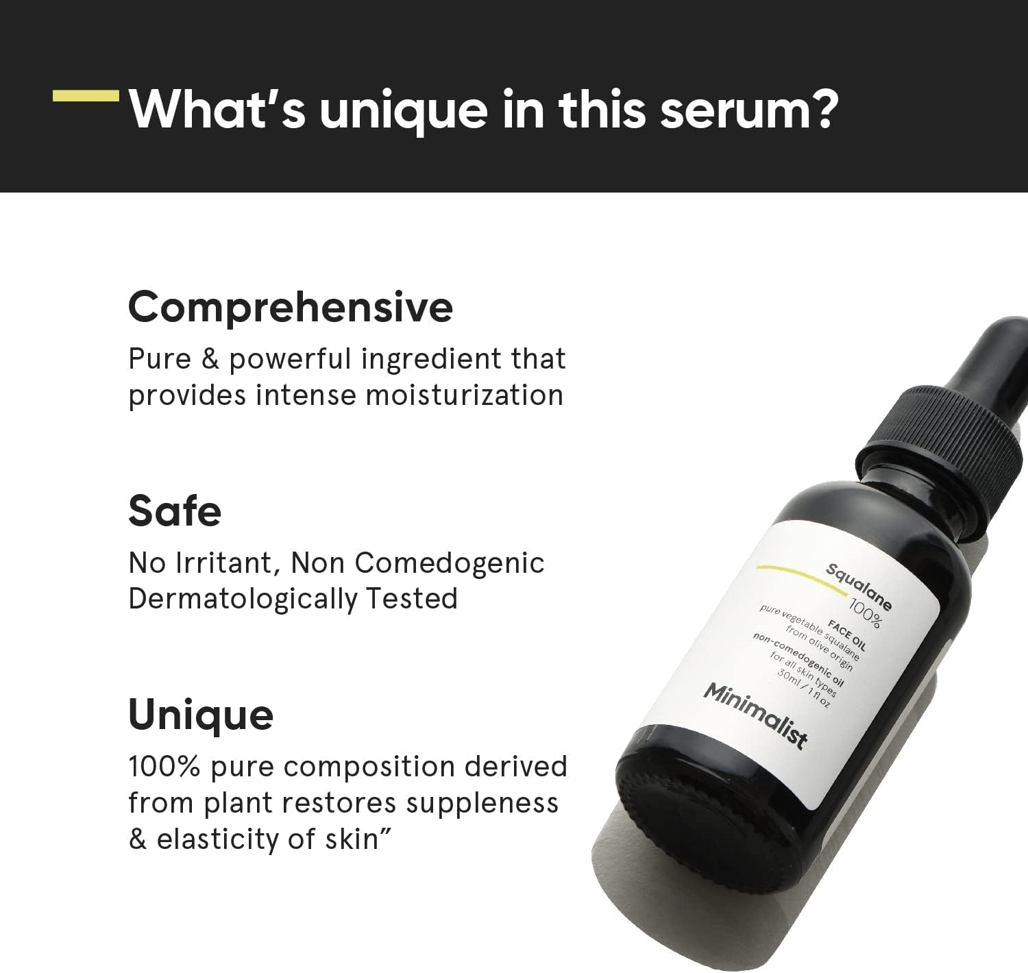  100% Squalane Plant-Derived Face Oil - Superior Hydration and Skin Elasticity | Reduces Fine Lines Restores Firmness | 1 Fl Oz / 30 mll