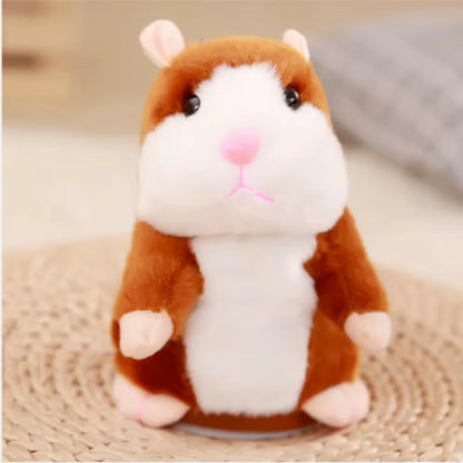 Cute Electric Talking Hamster Plush Toy-Interactive Plush Animals Imitate Your Voice and Nod to Soothe Accompany Kids Gift