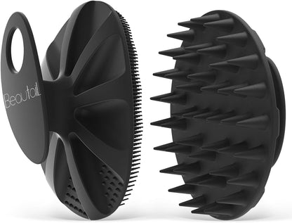 Silicone Body Scrubber Shower Bath Wash Brush Gentle Exfoliating Scrub Cleansing Loofah for Women Men Baby Sensitive Skin, Easy to Clean, Lather Nicely, More Hygienic, 1 Pack, Black