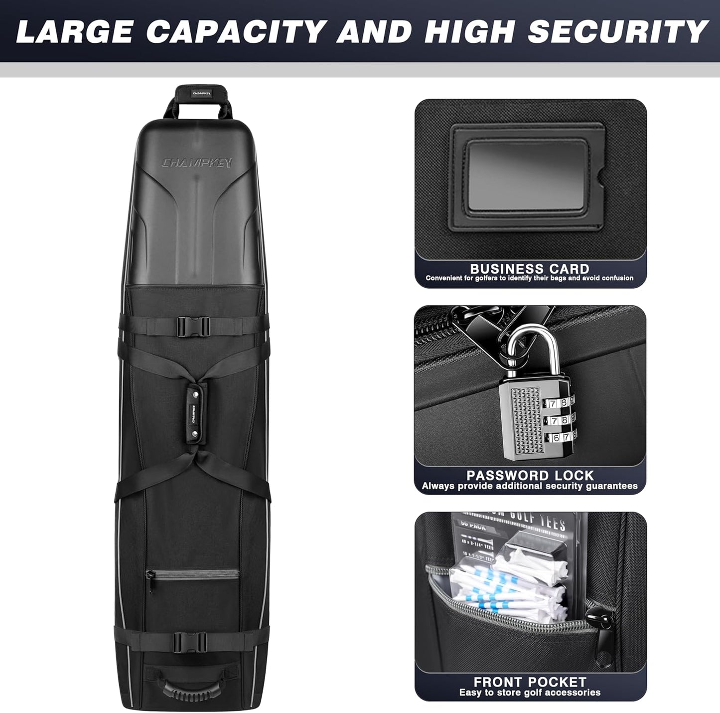 Sturdy Hard Case Golf Travel Bag with Oversized Travel Wheels for Airlines - High Performance 1680D Premium Oxford Fabric Golf Travel Cover