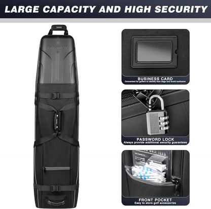 Sturdy Hard Case Golf Travel Bag with Oversized Travel Wheels for Airlines - High Performance 1680D Premium Oxford Fabric Golf Travel Cover