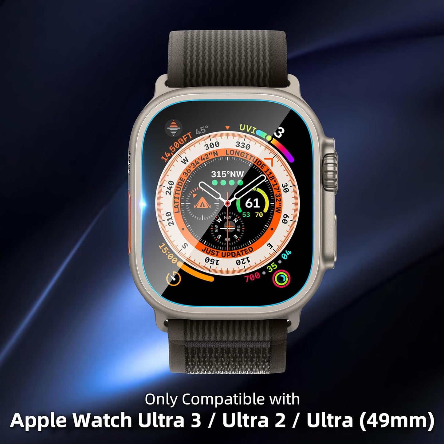 2 Pack Tempered Glass Screen Protector with Auto-Alignment Installation Frame Compatible with Apple Watch Ultra 3/Ultra 2 /Ultra Screen Protector 49Mm, Waterproof HD Film for Iwatch Ultra Clear