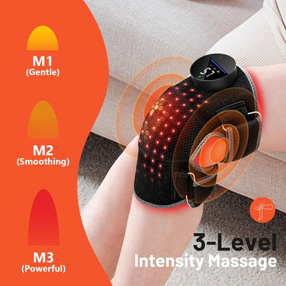 Red Light Therapy & Vibration Massage Knee Brace - Wireless Rechargeable Controller, 660Nm & 850Nm Red Light Therapy Heated Device for Knee/Joint/Elbow/Shoulder.