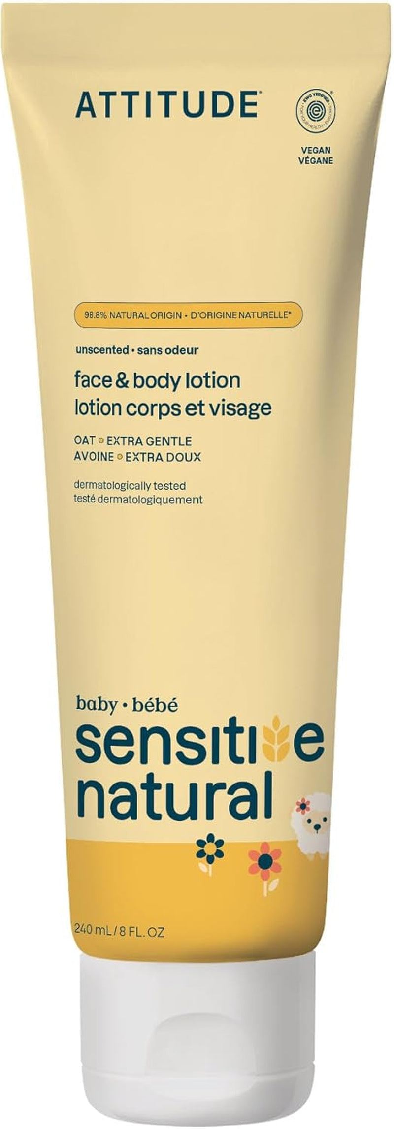 Body Lotion for Baby with Sensitive Skin, Made in Canada, EWG Verified, Plant and Mineral-Based Ingredients, Vegan, Enriched with Oat, Unscented, 473 Ml