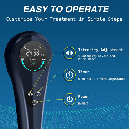Cold Laser Therapy Device, Portable Handheld Red Light Therapy for Joint and Muscle Pain Relief, Wound Healing, Dual Wavelenghth (4X808Nm+14X650Nm) with Adjustable Timer and Intensity
