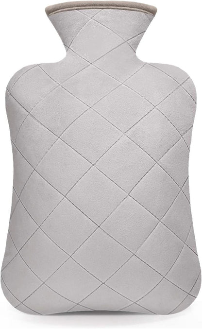 Hot Water Bottle with Soft Cover–2.0L Hot Water Bag, Odorless and BPA Free Superior Material,Grey