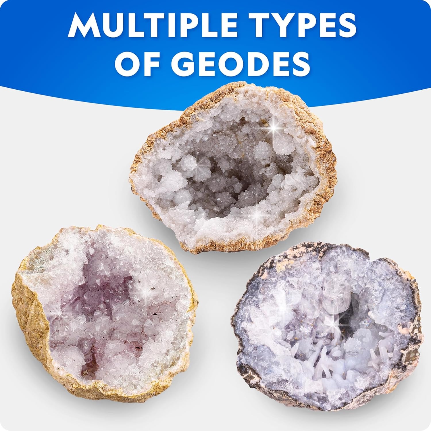 National Geographic Break Open 4 Geodes Kit Goggles Stand STEM Science