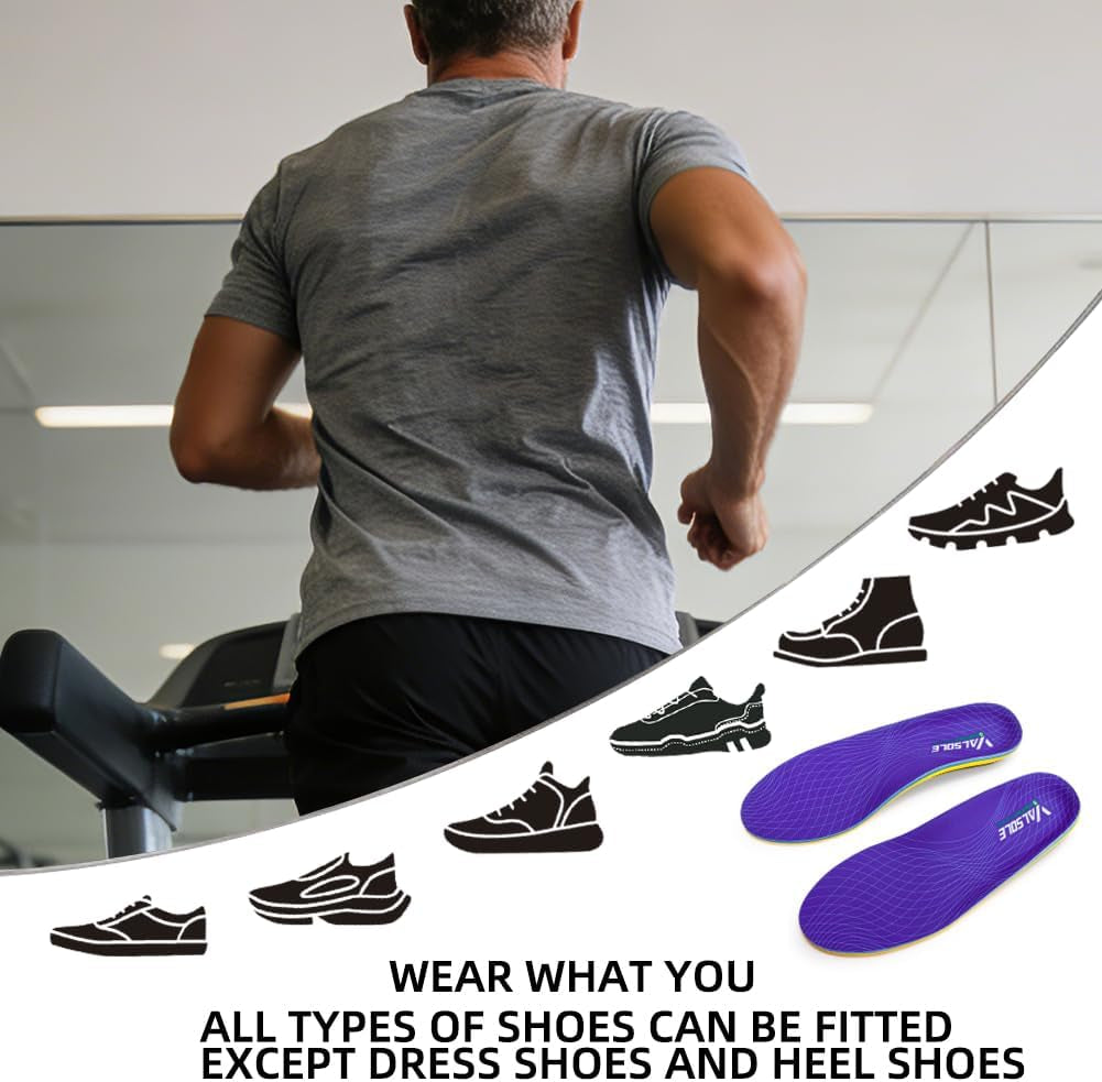 Heavy Duty Support Pain Relief Orthotics - 220+ Lbs Plantar Fasciitis High Arch Support Insoles for Men Women, Flat Feet Orthotic Insert, Work Boot Shoe Insole, Absorb Shock with Every Step