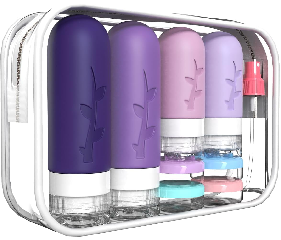18 Pack Travel Bottles for Toiletries, TSA Approved Travel Size Toiletries, Travel Essentials Leakproof & Refillable Travel Containers for Toiletries, Silicone Travel Toiletries Containers Set