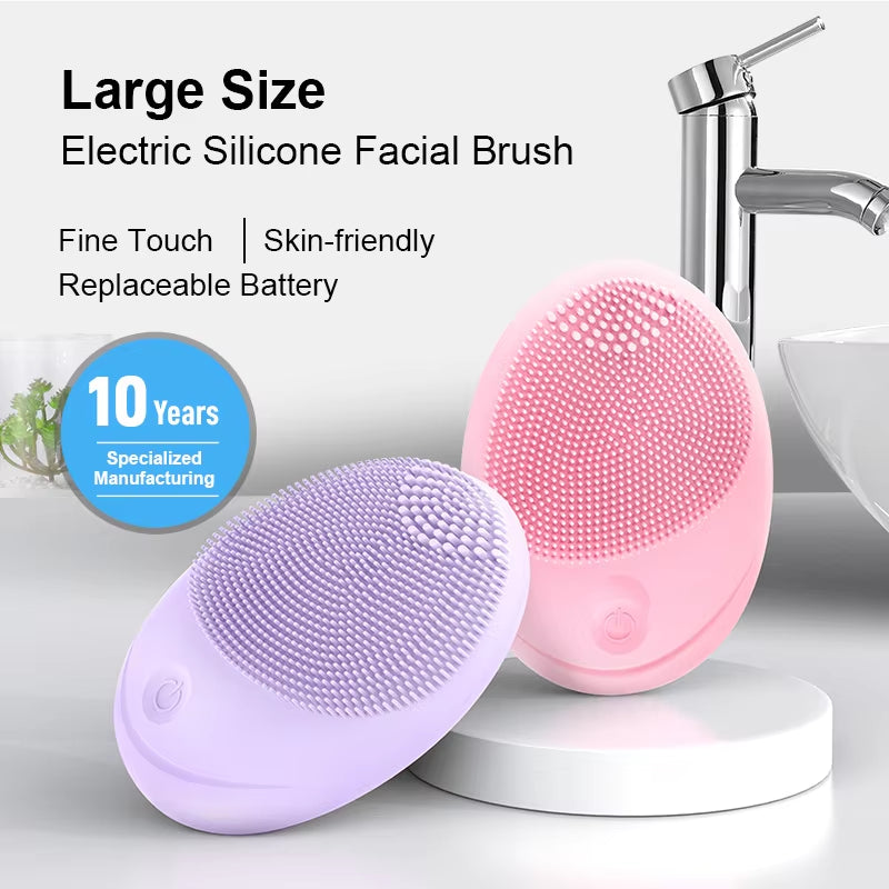 Facial Cleanser Sonic Vibration Cleaner - Electric Silicone Face Brush Skin Massager  Deep Hole Face Brush Machine