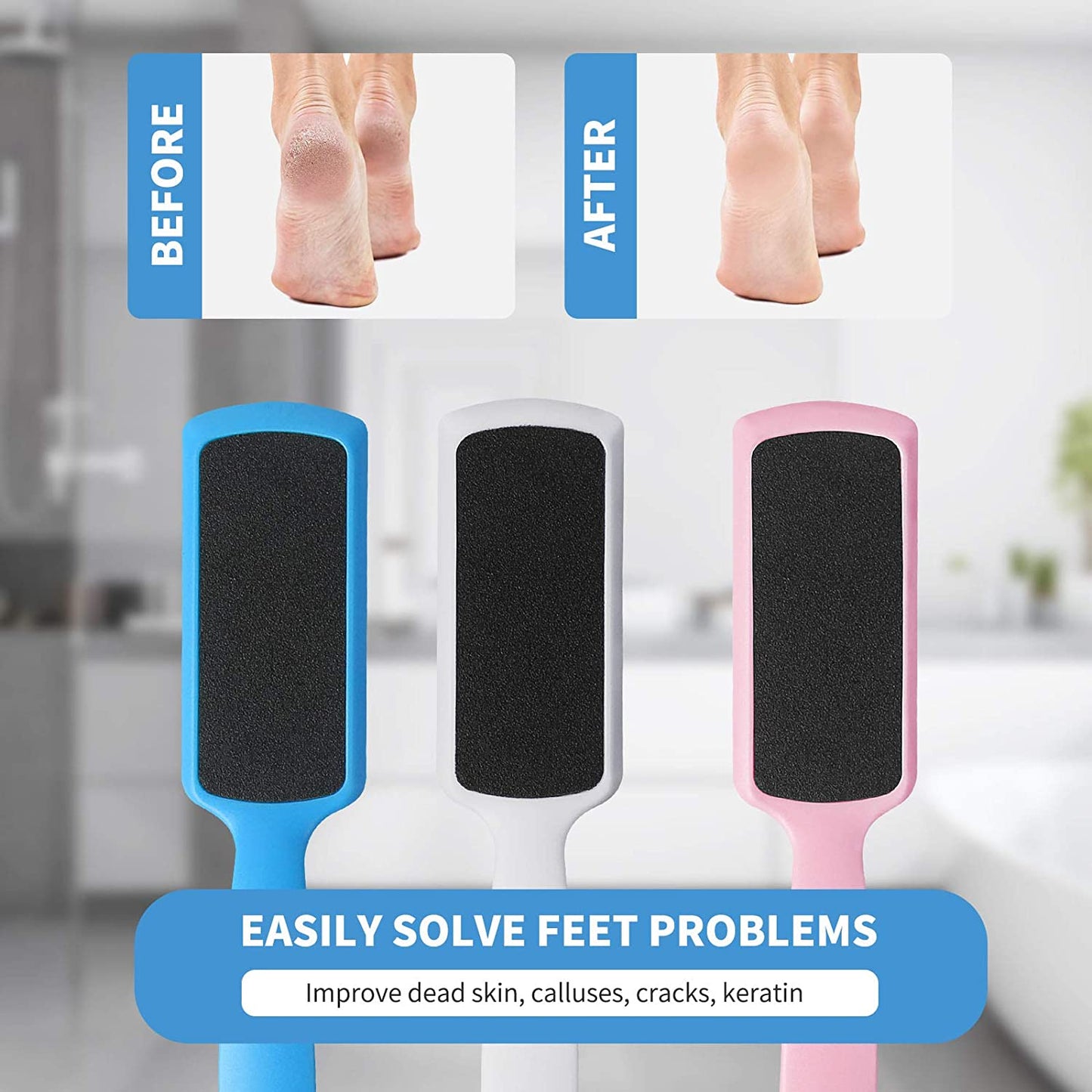 Pedicure Foot Files Callus Remover Double Sided Feet Rasp Skin Scrubber - 3 PK
