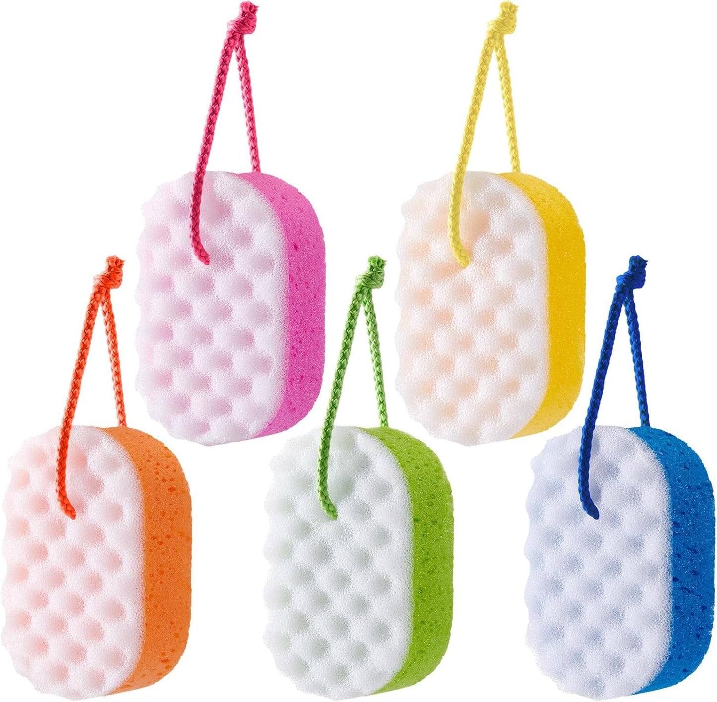 5 Pieces Soft Bath Sponge Shower Natural Gentle Soothing Body Fiber Exfoliating Shower Sponge Wash Bouquet for Women Men, Random Color(Cute Color)