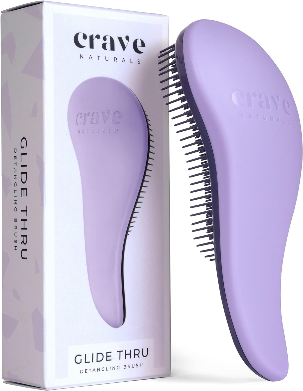 Glide Thru Detangling Hair Brush for Women and Kids - 7.5X3-Inch Hair Detangler Brush for Wet or Dry, Curly and Straight Hair - Ergonomic Design, Detangling, and Styling Comb - Purple