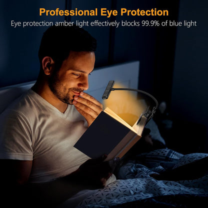 19 LED Rechargeable Book Light for Reading in Bed with Memory Function- Eye Caring 3 Color Temperatures,Stepless Dimming Brightness,80 Hrs Runtime Lightweight Clip on Light for Book Lovers